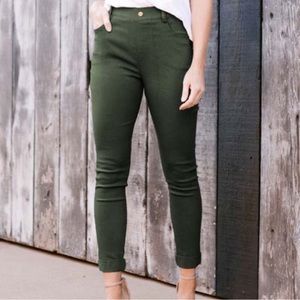 JEAN LEGGING OLIVE GREEN VERY STRECHY